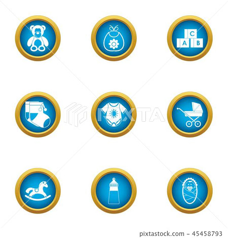 Puerile icons set, flat style 45458793