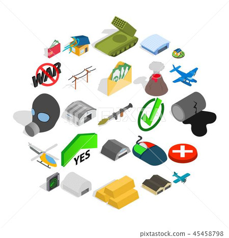 Combatant icons set, isometric style Combatant icons set, isometric style 45458798
