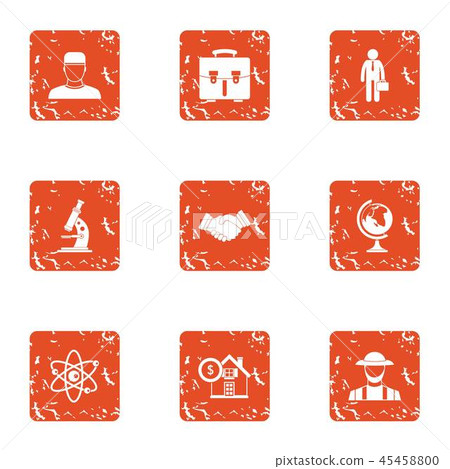 Purpose of the study icons set, grunge style 45458800