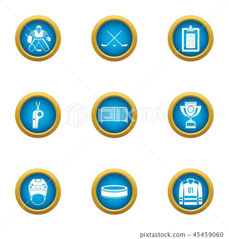 Hockey game icons set, flat style Hockey game icons set, flat style 45459060