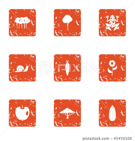 Swamp area icons set, grunge style 45459108