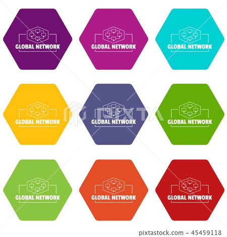 Global network icons set 9 vector Global network icons set 9 vector 45459118