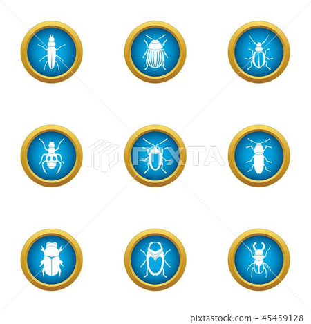 Shell beetle icons set, flat style 45459128