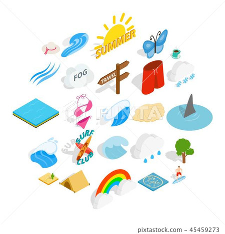 Water recreation icons set, isometric style Water recreation icons set, isometric style 45459273