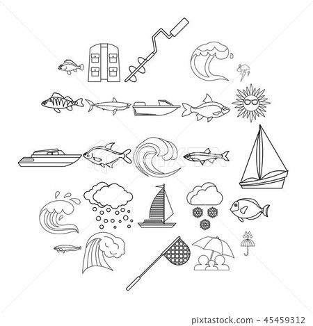 Wet icons set, outline style - Stock Illustration [45459312] - PIXTA