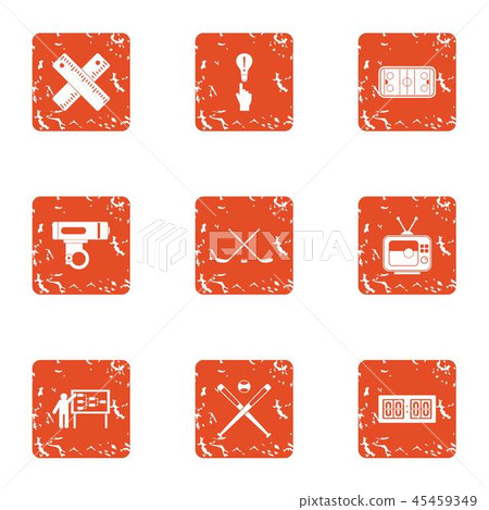 Coaching departure icons set, grunge style Coaching departure icons set, grunge style 45459349