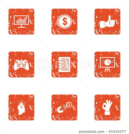 Online invest icons set, grunge style Online invest icons set, grunge style 45459377