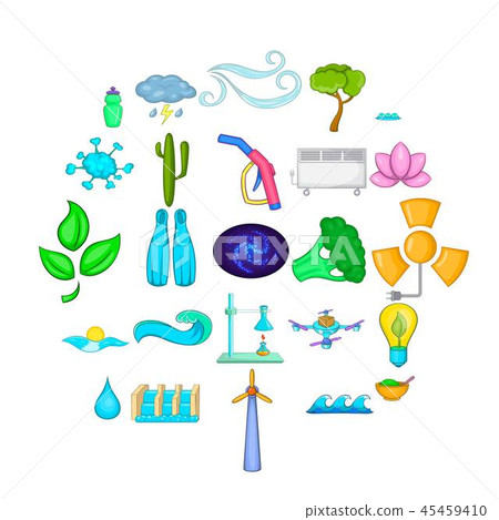 Strength icons set, cartoon style Strength icons set, cartoon style 45459410
