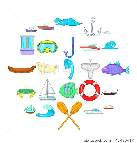 Afloat icons set, cartoon style Afloat icons set, cartoon style 45459417