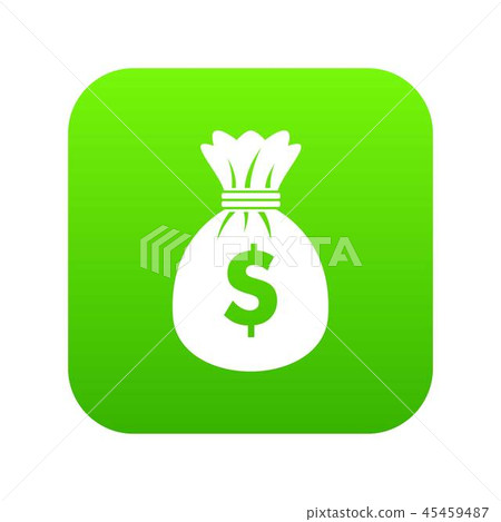 Bag with dollars icon digital green Bag with dollars icon digital green 45459487