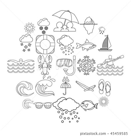 Nautical icons set, outline style Nautical icons set, outline style 45459585