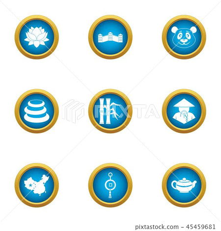 Asian motherland icons set, flat style 45459681