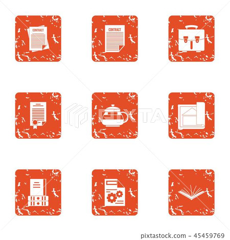 Compromise solution icons set, grunge style 45459769