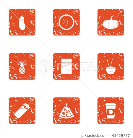 Food content icons set, grunge style 45459777