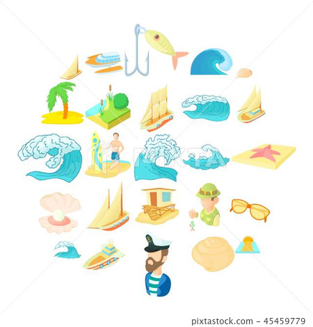 Seasearch icons set, cartoon style Seasearch icons set, cartoon style 45459779