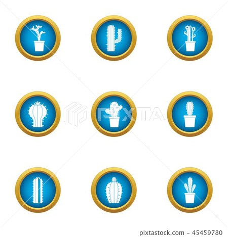 Thorn shrub icons set, flat style Thorn shrub icons set, flat style 45459780