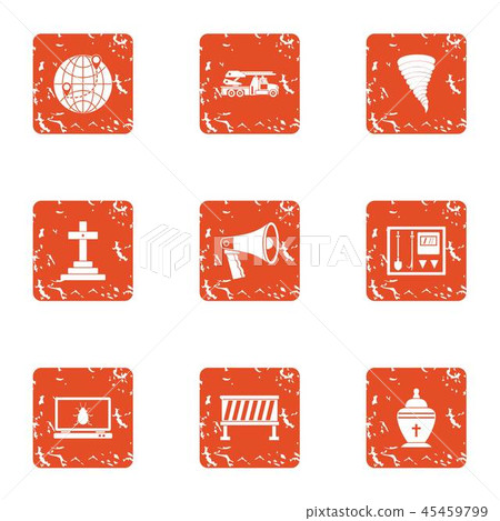 Emigrate icons set, grunge style 45459799