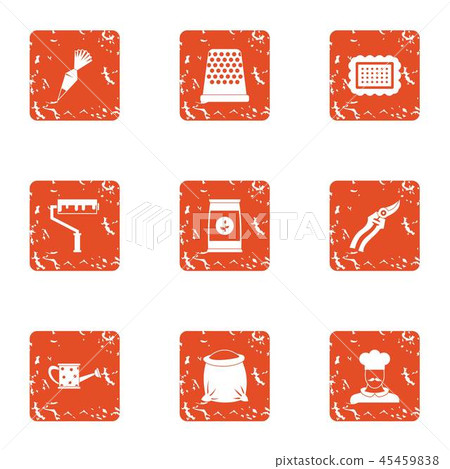 Trade day icons set, grunge style Trade day icons set, grunge style 45459838