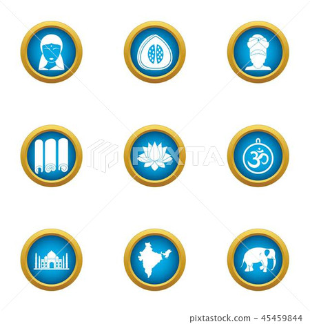 Riding east icons set, flat style 45459844
