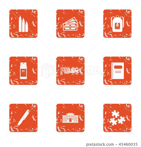 School expenses icons set, grunge style School expenses icons set, grunge style 45460035