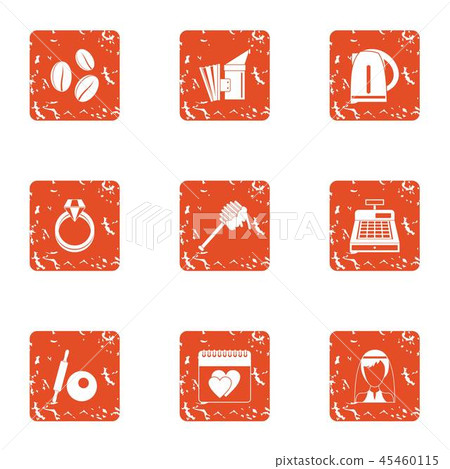 Wedding tour icons set, grunge style 45460115