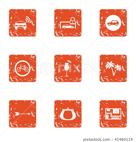 Alarm signal icons set, grunge style Alarm signal icons set, grunge style 45460119