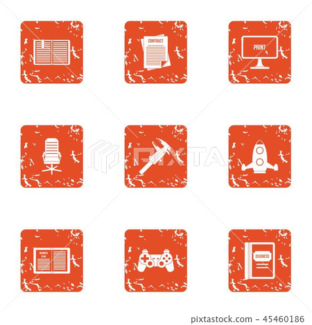 Game error icons set, grunge style - Stock Illustration [45460186] - PIXTA