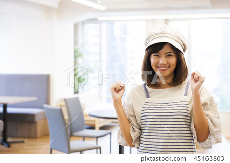 咖啡廳餐廳女性年輕女性所有者所有者餐廳職員兼職部分 45463803