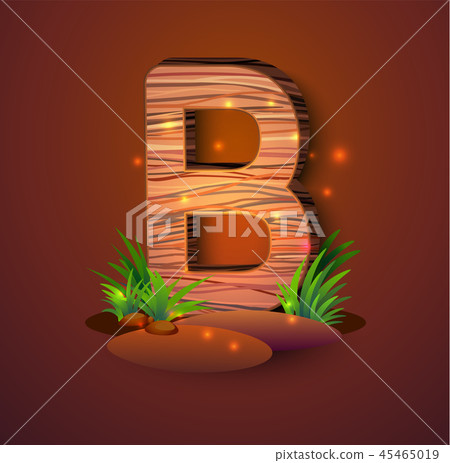 Wooden letter "B" decorated with grass Wooden letter "B" decorated with grass 45465019