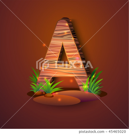 Wooden letter "A" decorated with grass Wooden letter "A" decorated with grass 45465020