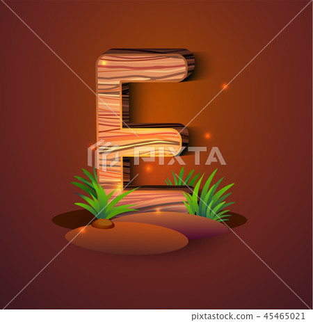 Wooden letter "E" decorated with grass 45465021