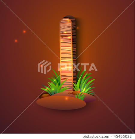 Wooden letter "I" decorated with grass Wooden letter "I" decorated with grass 45465022