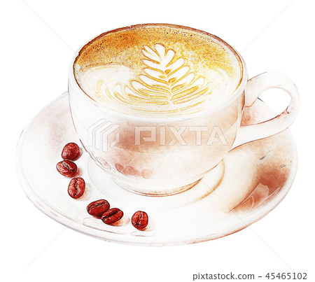 Cappuccino Watercolor Illustration 45465102