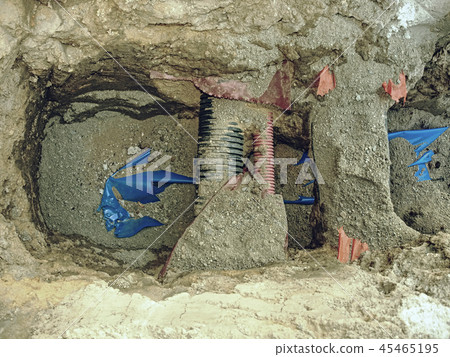 Building of metallic and fiber cables connection. 45465195