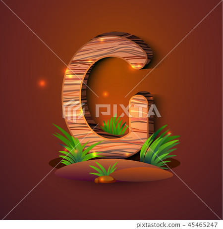 Wooden letter "G" decorated with grass Wooden letter "G" decorated with grass 45465247