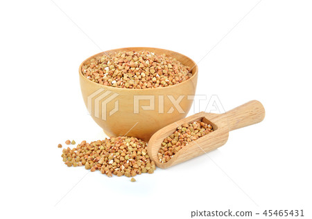 Buckwheat grain on white background Buckwheat grain on white background 45465431