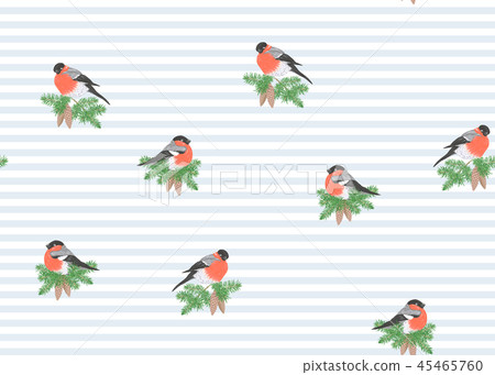 Seamless pattern, background with Bullfinch  45465760
