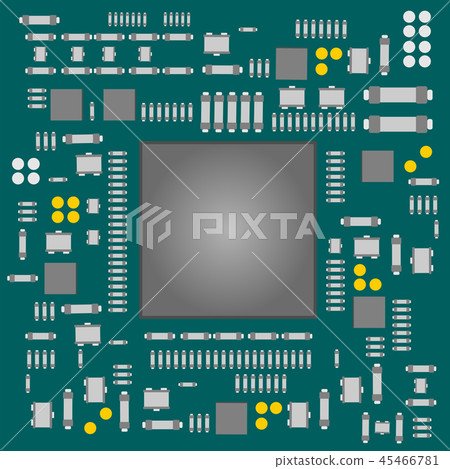 Semiconductor electronic components assembled - Stock Illustration