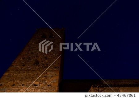 Night picture in a old Spanish village Osor  45467861