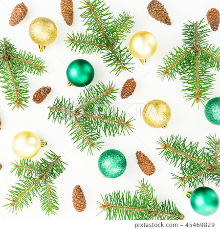Christmas pattern of evergreen trees and decor Christmas pattern of evergreen trees and decor 45469829