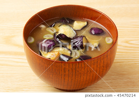 炒味茄子配味噌湯 炒味茄子配味噌湯 45470214