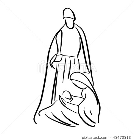 Nativity scene with Holy Family vector 45470518