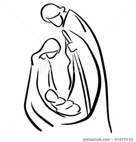 Nativity scene with Holy Family vector 45470519
