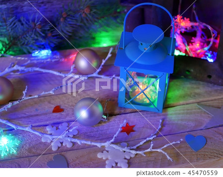 Seasonal composition of Christmas decor, decorativ Seasonal composition of Christmas decor, decorativ 45470559