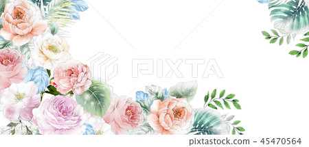 Elegant watercolor pink rose and peony flower 45470564
