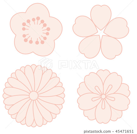 Japanese flower set - Stock Illustration [45471651] - PIXTA