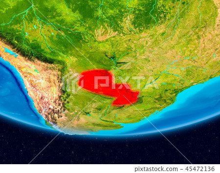 Satellite view of Paraguay in red Satellite view of Paraguay in red 45472136