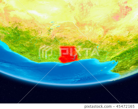 Satellite view of Ghana in red Satellite view of Ghana in red 45472165