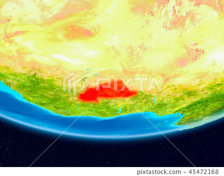 Satellite view of Burkina Faso in red Satellite view of Burkina Faso in red 45472168