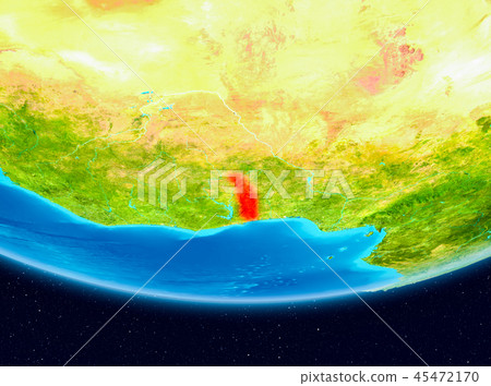Satellite view of Togo in red Satellite view of Togo in red 45472170